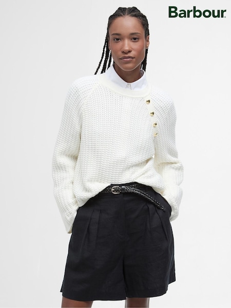 Barbour® White Angela Knitted 100% Cotton Jumper (AC0505) | £100