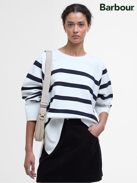 Barbour® White Delaney 100% Cotton Sweatshirt (AC0523) | £90