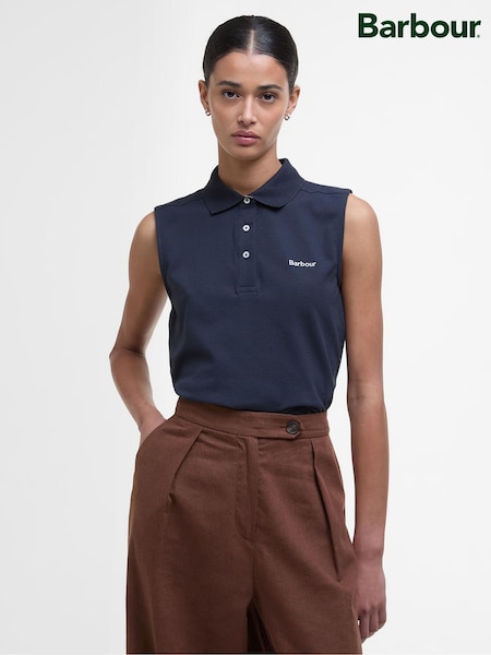Barbour® Blue Bowford Sleeveless Polo Top (AC0533) | £45