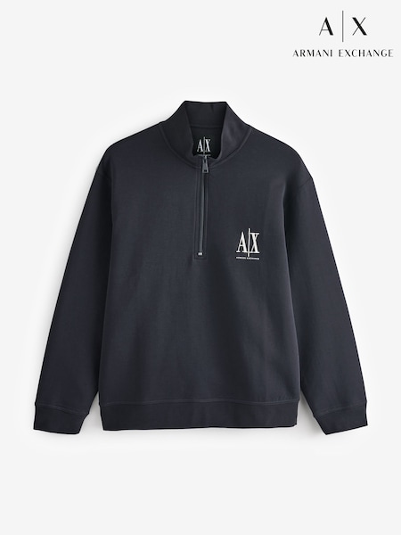 Armani Exchange Blue Quarter Zip Logo Sweashirt (AC0564) | £130
