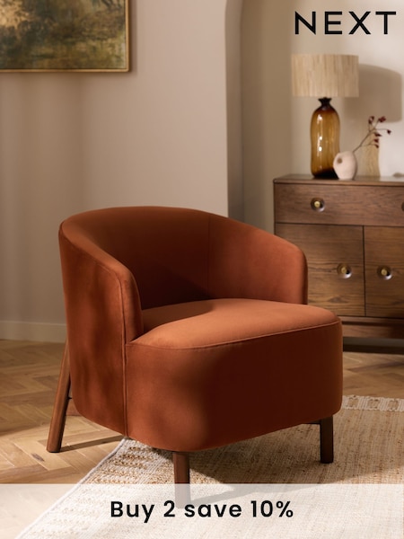 Soft Velvet Rust Brown Alma Accent Chair (AC0578) | £299