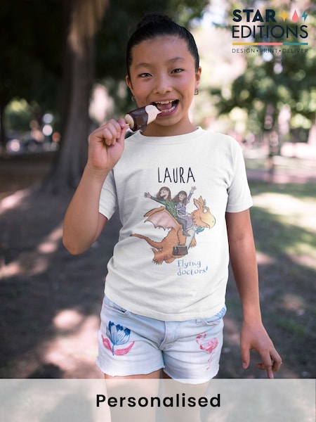 Star Editions Childrens White Personalised Flying Doctors Zog 100% Cotton T-Shirt (AC0626) | £15