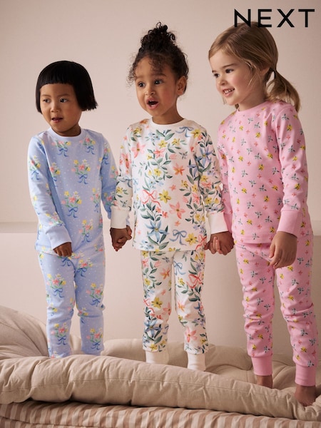 Pink/Blue Stampy Snuggle Pyjamas 3 Pack (9mths-12yrs) (AC0777) | £26 - £32
