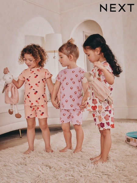Pink Cherry Short Pyjamas 3 Pack (9mths-12yrs) (AC0792) | £21 - £27