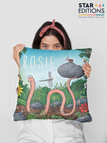 100% Cotton Personalised Superworm Cotton Cushion by Star Editions (AC0807) | £25