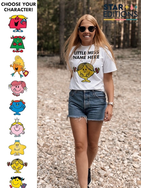 Star Editions Little Miss Adults White Personalised 100% Cotton T-Shirt (AC0944) | £20
