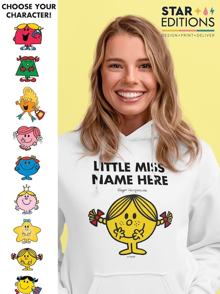 Star Editions Little Miss Adults White Personalised 100% Cotton Hoodie (AC0945) | £50