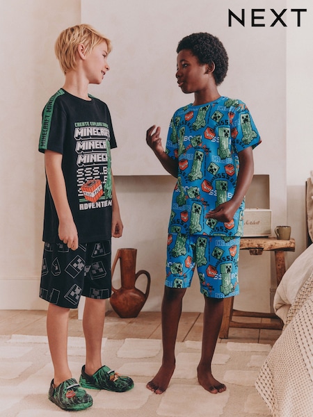 Green/Black License Minecraft Short Pyjamas 2 Pack (5-14yrs) (AC1076) | £26 - £33