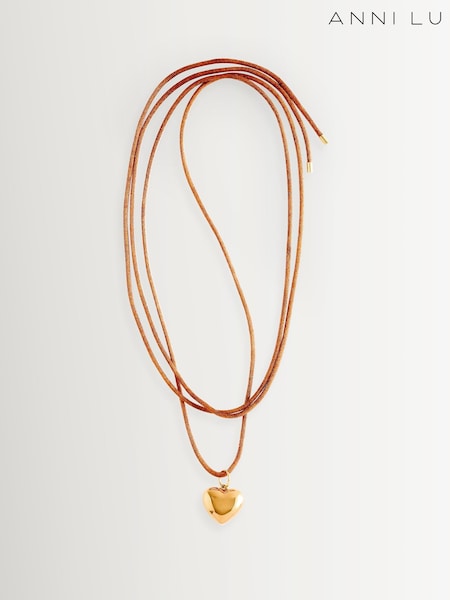 Anni Lu Brown Heart on a String Necklace (AC1234) | £65