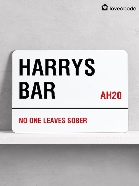 Loveabode Personalised Bar Sign White Wall Art (AC1537) | £18