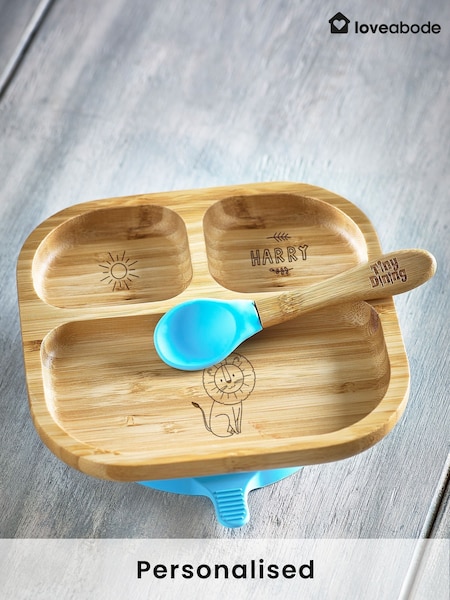 Loveabode Personalised Feeding Brown Wooden Plate (AC1544) | £22
