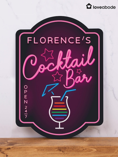 Loveabode Personalised Neon Effect Bar Purple Sign (AC1545) | £18