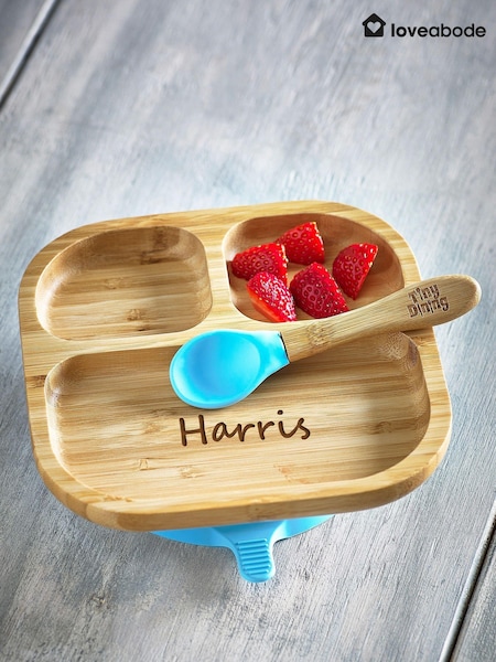 Loveabode Baby Personalised Farm and Toddler Brown Plate (AC1558) | £20