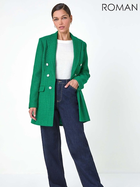 Roman Green Tailored Longline Boucle Jacket (AC1600) | £70