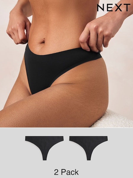 Black Thong Dry Tech Sports Knickers 2 Pack (AC1627) | £18