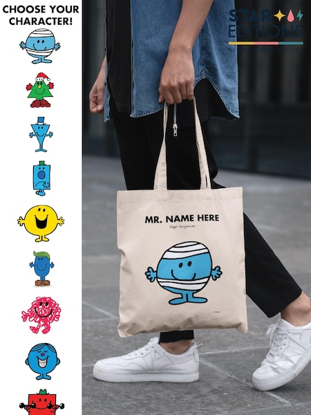 Star Editions Mr. Men Cream 100% Cotton Personalised Tote Bag (AC1640) | £12