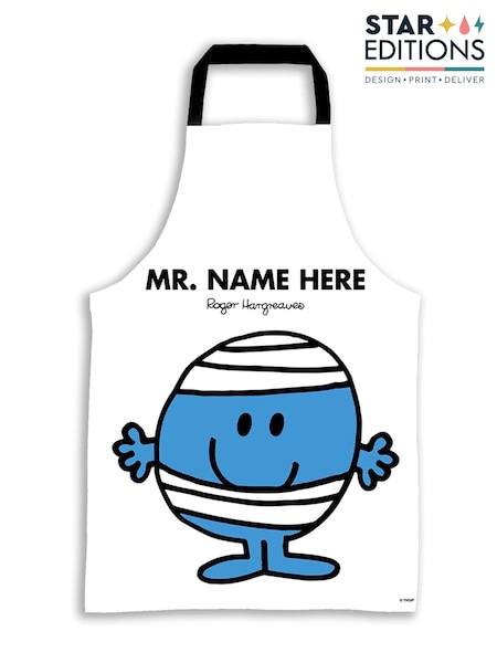 Star Editions Mr. Men Adults Personalised 100% Cotton White Apron (AC1647) | £20