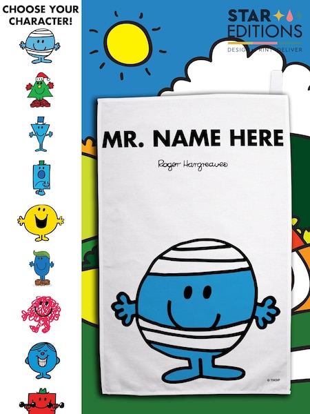 Star Editions Mr. Men Personalised 100% Cotton Tea Towel (AC1651) | £12