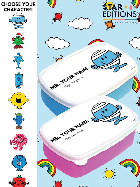 Star Editions Mr Men Personalised Blue/PinkLunch Box (AC1657) | £15