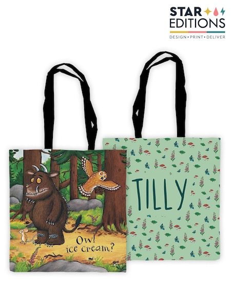 Star Editions Personalised 100% Cotton Owl Ice cream Gruffalo Edge to Edge Tote Green Bag (AC1661) | £15