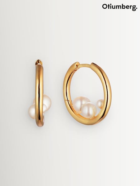 Otiumberg Gold Vermeil Trio Pearl Hoops (AC1697) | £190