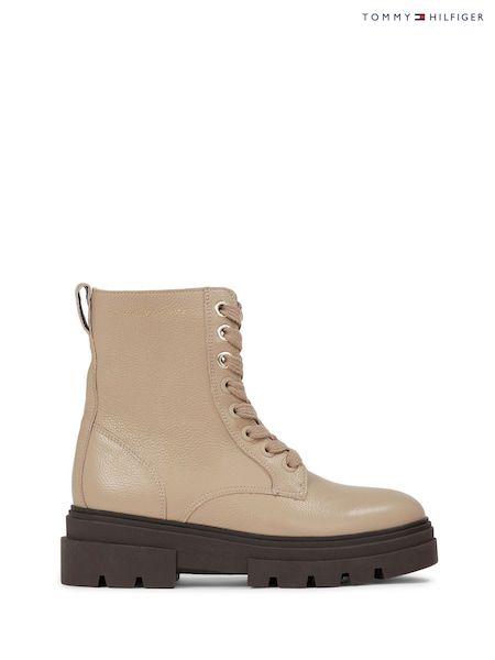 Tommy Hilfiger Bicolour Leather Lace Up Brown Boots (AC2028) | £180