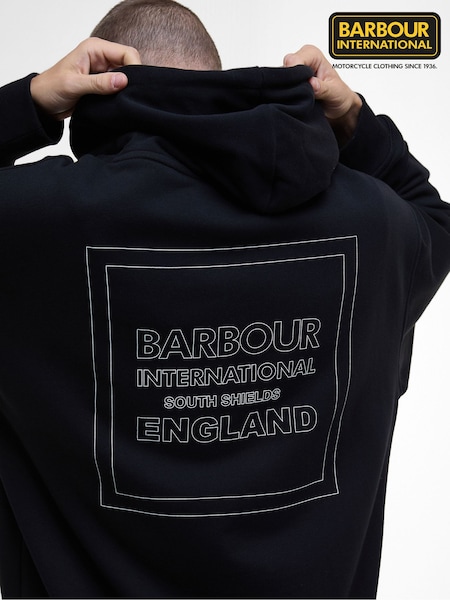 Barbour® International Micro Block Graphic Black Hoodie (AC2123) | £100