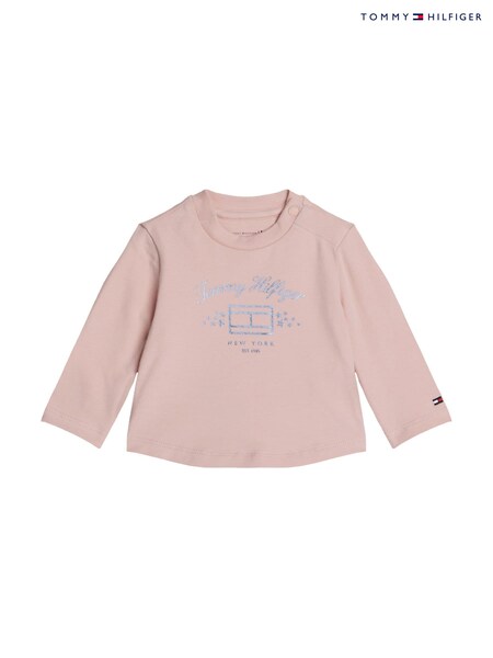 Tommy Hilfiger Girl Pink Print Long Sleeved T-Shirt (AC2210) | £11