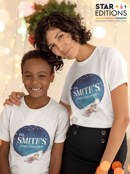 Star Editions Adults Personalised The Snowman Family Christmas White 100% Cotton T-Shirt (AC2252) | £20