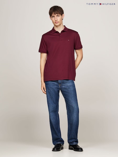 Tommy Hilfiger Red Regular Fit Liquid 100% Cotton Essential Polo Shirt (AC2464) | £85