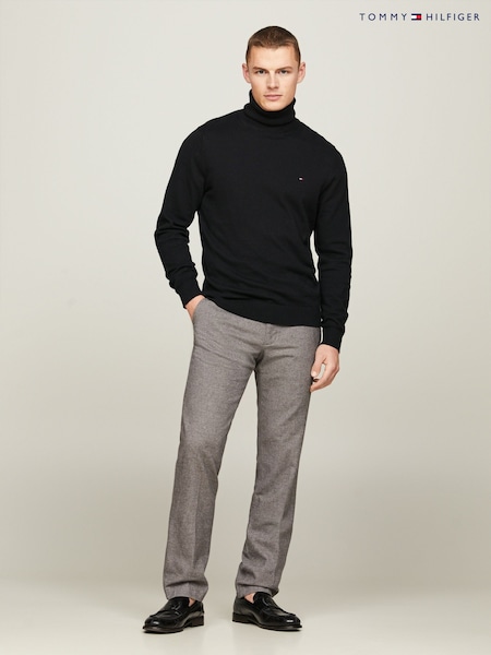 Tommy Hilfiger Black Pima Cotton Cashmere Roll Neck Sweater (AC2489) | £120