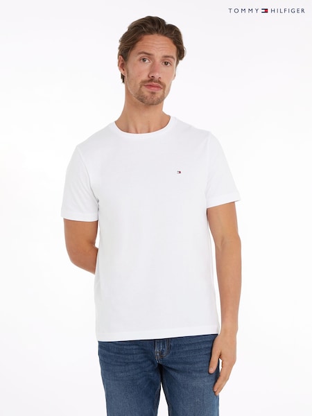 Tommy Hilfiger White Regular Fit Essential Solid 100% Cotton T-Shirt (AC2570) | £40