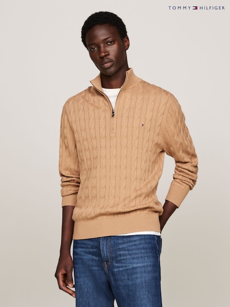 Tommy Hilfiger Natural Classic Quarter Zip Sweater (AC2592) | £150