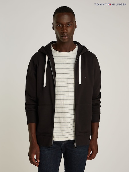 Tommy Hilfiger Black 100% Cotton Essential Terry Zip Sweatshirt (AC2611) | £110