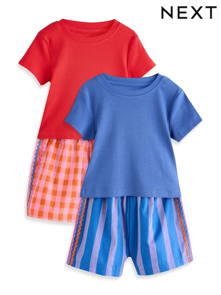 Blue/Orange Woven Bottom Short Pyjamas 2 Pack (3-16yrs) (AC2716) | £22 - £29