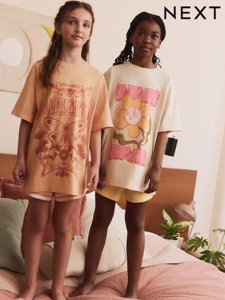 Yellow Short Pyjamas 2 Pack (3-16yrs) (AC2734) | £18 - £24
