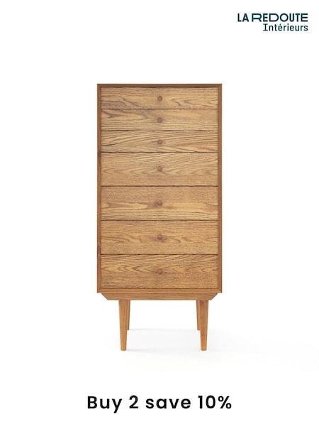 La Redoute Intérieurs Light Oak Quilda Vintage 7 Drawer Tallboy (AC2763) | £585