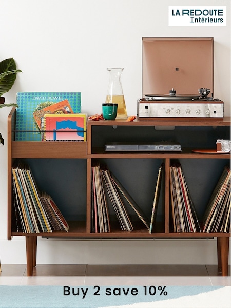 La Redoute Intérieurs Walnut Ronda Walnut Veneer Vintage Vinyl Storage (AC2769) | £285