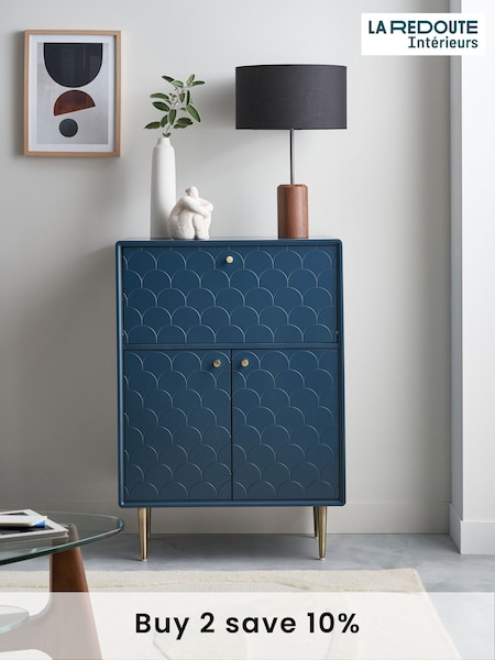 La Redoute Intérieurs Prussian Blue Luxore Pine Bar Cabinet (AC2772) | £315