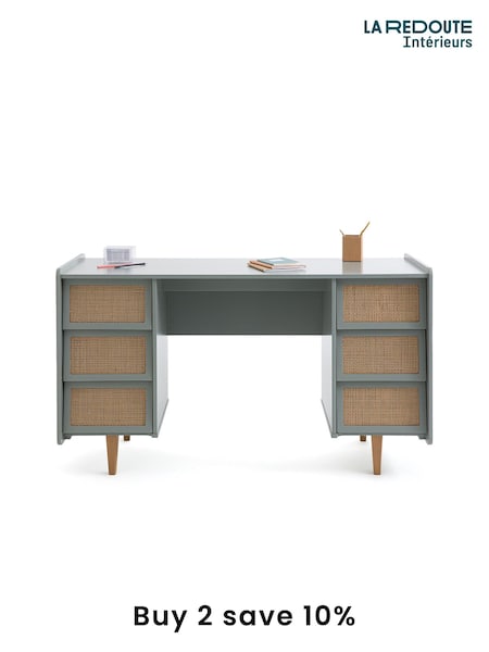 La Redoute Intérieurs Light Khaki Green Taga Double Unit 6 Drawer Desk (AC2774) | £360