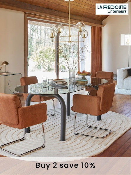 La Redoute Intérieurs Black Polly Smoked 6 to 8 Seater Glass and Steel Dining Table (AC2775) | £660