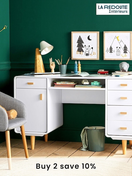 La Redoute Intérieurs White Jimi Double Pedestal Desk (AC2792) | £360