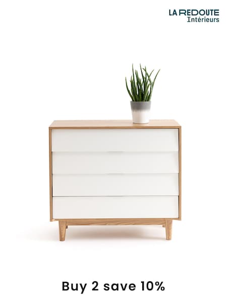 La Redoute Intérieurs White and Wood Jimi Chest of 4 Drawers (AC2821) | £315
