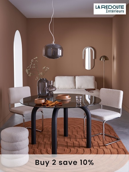 La Redoute Intérieurs Black Polly Smoked 4 Seater Glass and Steel Dining Table (AC2823) | £585