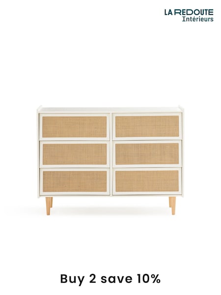 La Redoute Intérieurs Egg Shell Taga Cane Front 6 Drawer Chest of Drawers (AC2835) | £450