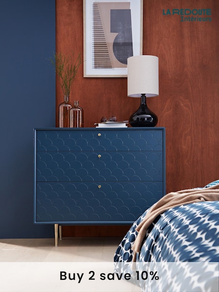 La Redoute Intérieurs Prussian Blue Luxore 3 Drawer Chest of Drawers (AC2845) | £390