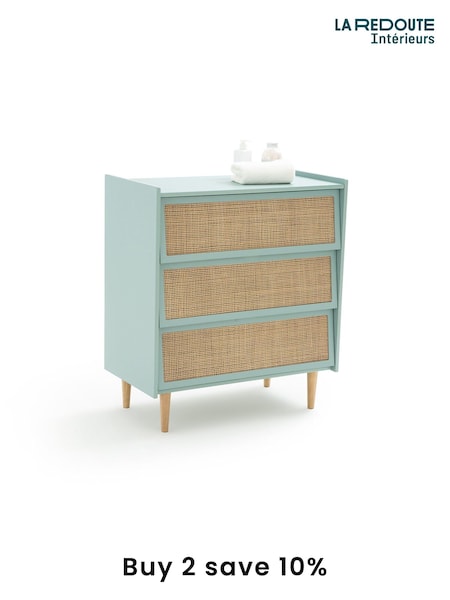 La Redoute Intérieurs Grey Green Taga Cane Detail Chest of 3 Drawers (AC2850) | £285