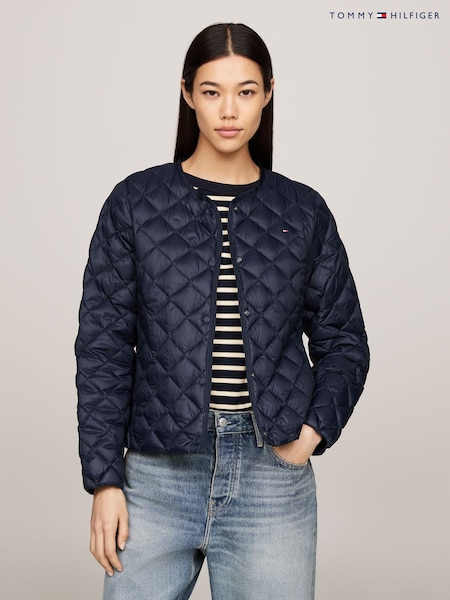 Tommy Hilfiger Blue Down Quilted Collarless Jacket (AC2913) | £140