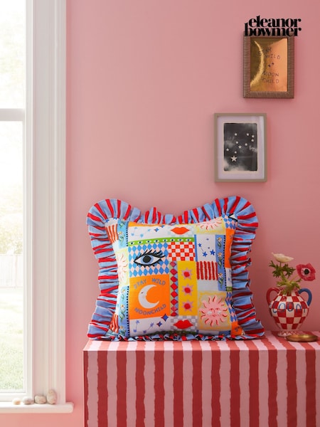 Eleanor Bowmer Multi Celestial Embroidered Ruffle Cushion (AC3105) | £26