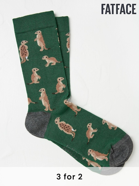 FatFace Green Meercat Socks (AC3176) | £7.50
